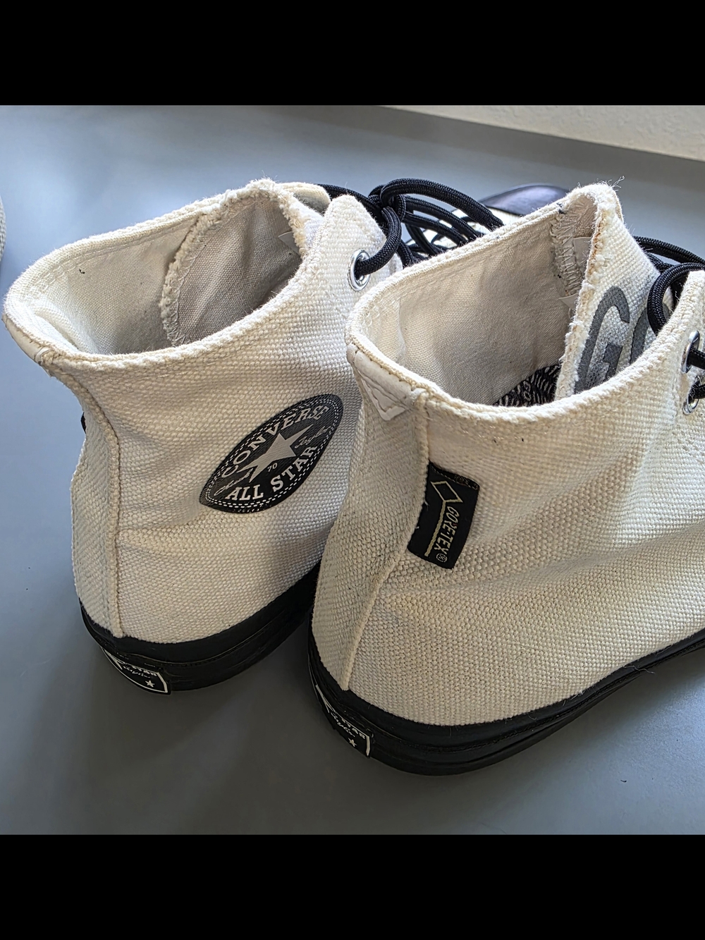 Converse High-Top Canvas Sneakers in White with Black Accents - Picture 5 of 9